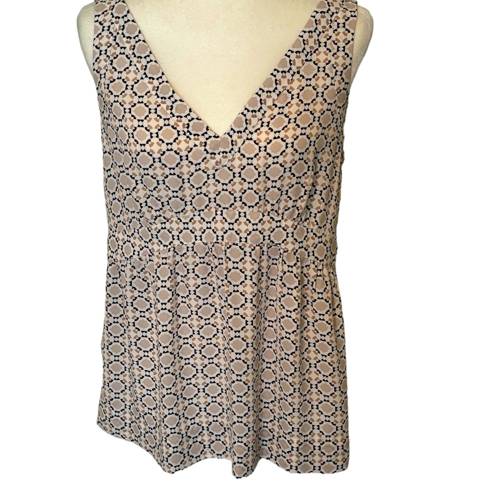 LOFT Pullover V Top in Black and Taupe Size 4